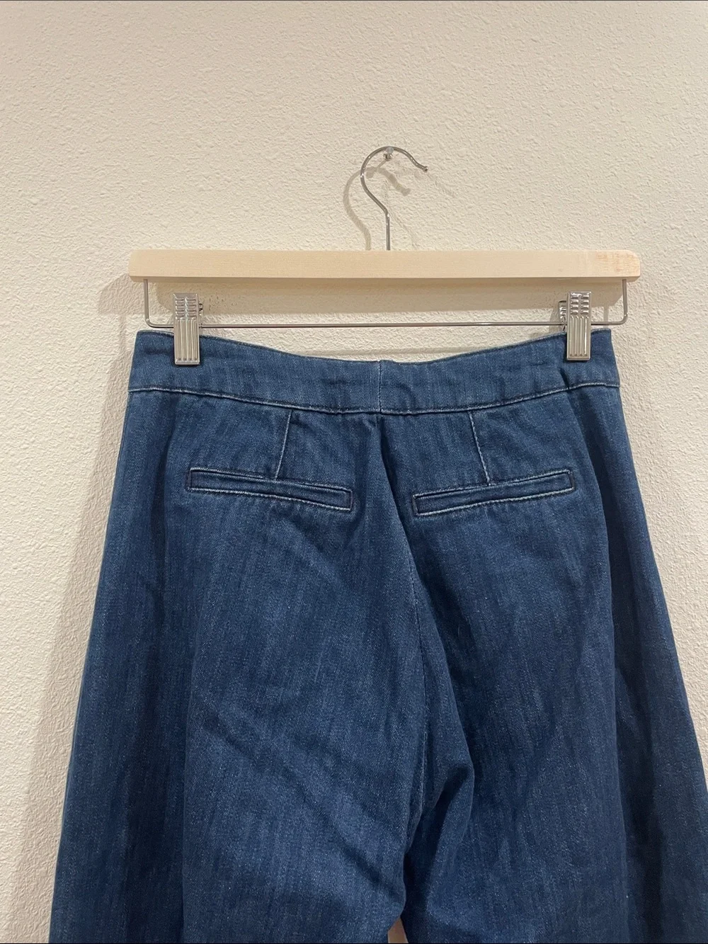 Sesame Denim High-Waist Sailor Damon Wide-Leg Denim Jeans Button Front Size 38